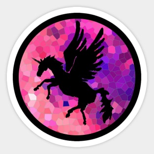 Pink Mosaic Moon Unicorn Sticker